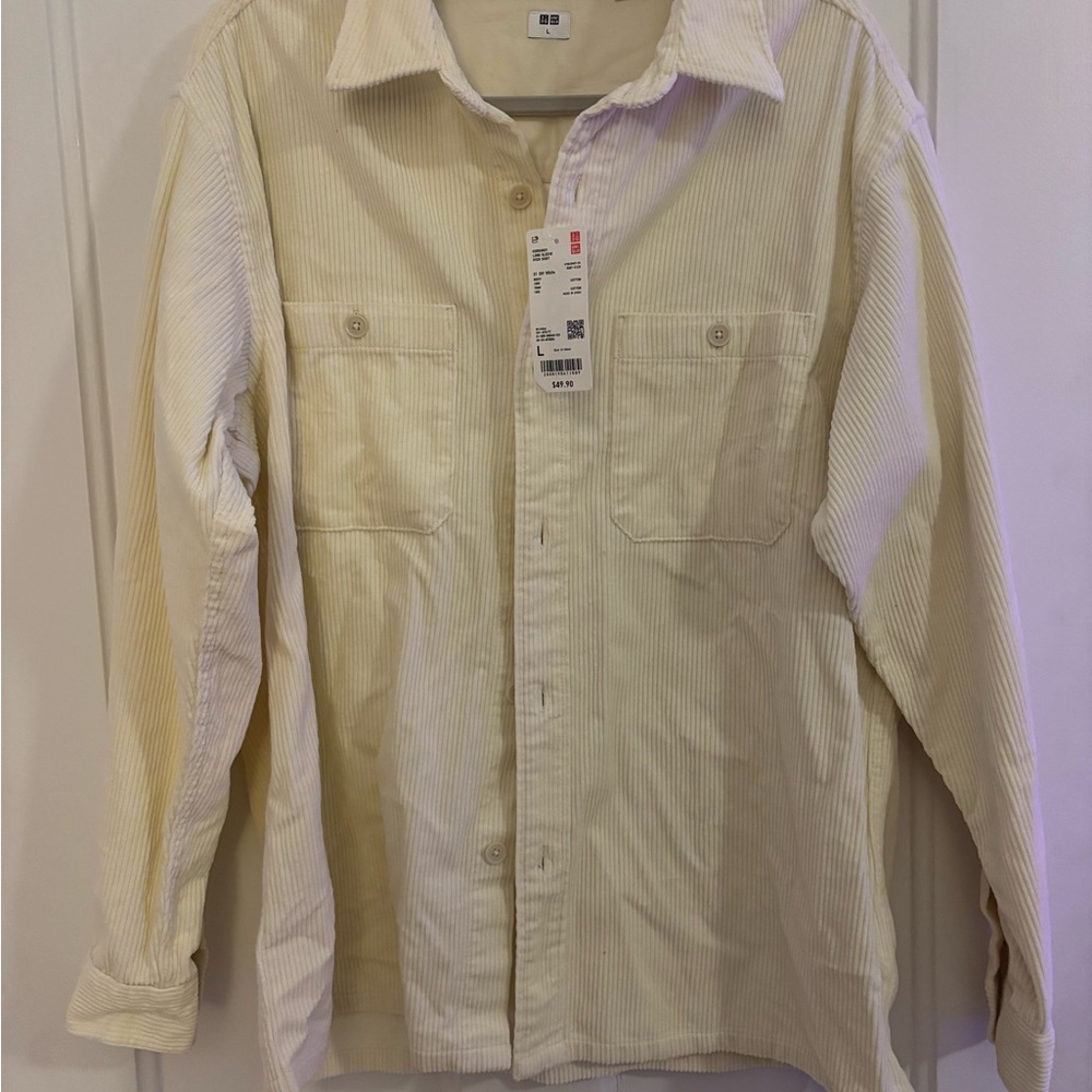Uniqlo Men's Light Cream Corduroy Shirt Jacket